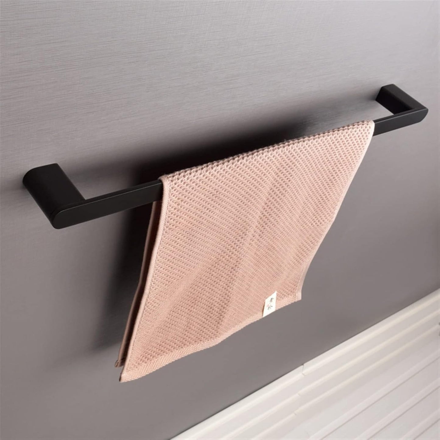 Black Towel Bar – 1 Piece Set, 304 Stainless Steel Wall-Mounted Bathroom Rack