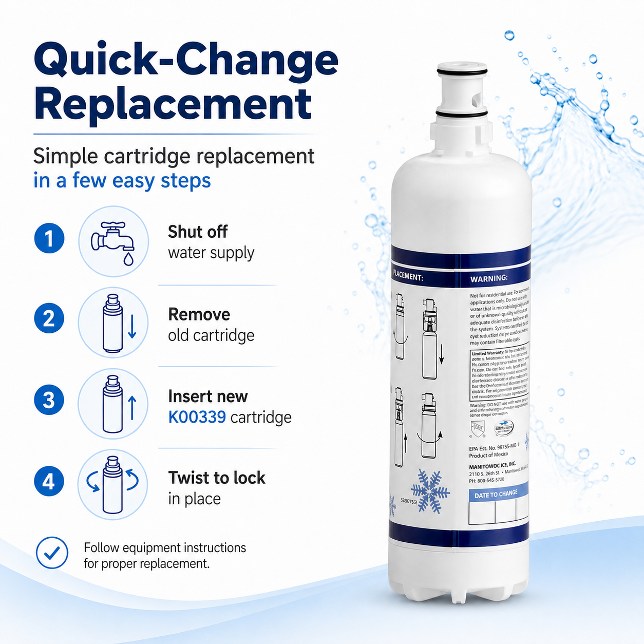 Manitowoc K-00339 Arctic Pure Water Filter Cartridge for AR-20000 & AR-40000