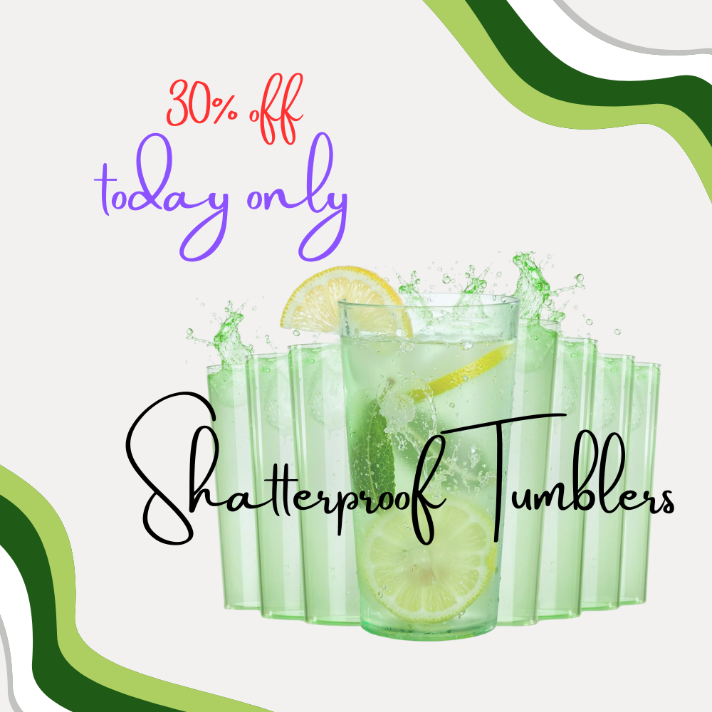 VerdureWare 24 oz Hammered Plastic Tumblers – Set of 8 Green Reusable Cups | BPA-Free, Shatterproof, Dishwasher & Microwave Safe