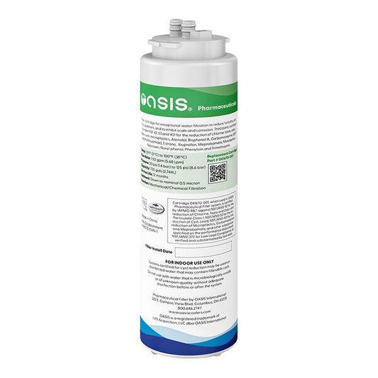 High Efficiency Water Filtration Cartridge Compatible with Oasis 041670-001 Pharmaceutical Filter, 0.5 Micron, 725 Gallon, 1.5 GPM, for VersaFiller, Versacooler II & RADII Bottle Fillers