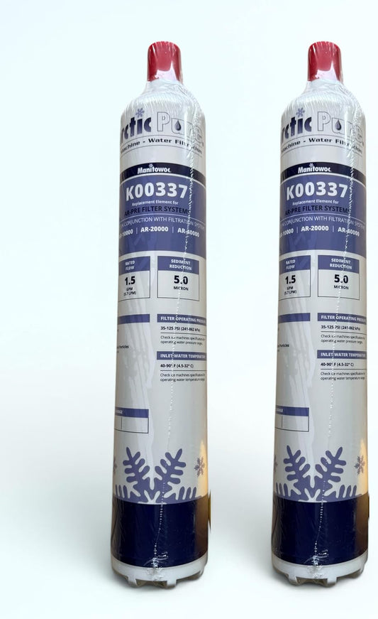 2 Pack Water Filter Compatible with Manitowoc K00542(k00337), Replacement Pre-Filter Cartridge for Arctic Pure AR-PRE Assembly, 5 Micron Sediment Filter, 2.5 GPM Quick-Change
