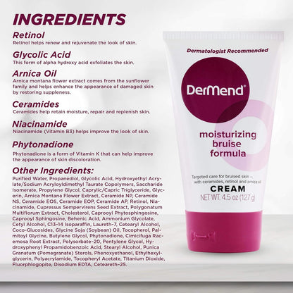 DerMend Arnica Bruise Cream with Vitamin K – 2 Pack (4.5 oz Each) – Skin Moisturizer for Bruising on Arms, Legs & Hands – With Retinol, Glycolic Acid, Ceramides, Niacinamide