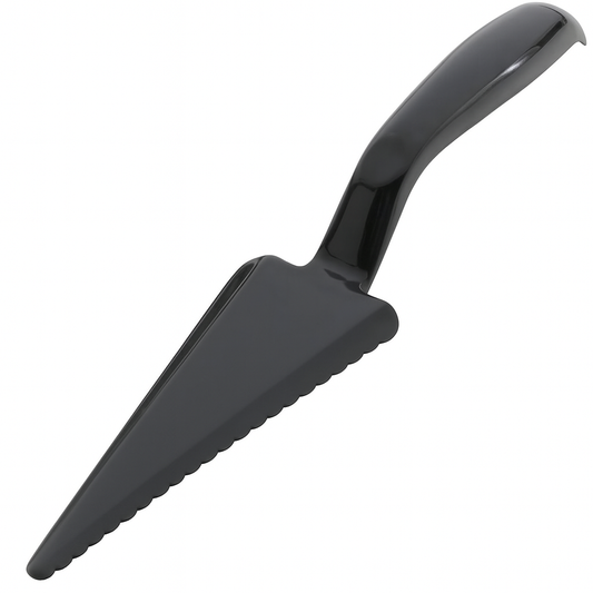 ClearServe 10" Black Disposable Plastic Pie Server – Durable Serrated Edge – Great for Parties, Catering & Buffets – Individually Wrapped, 12 Count – Elegant & Disposable Serving Utensils