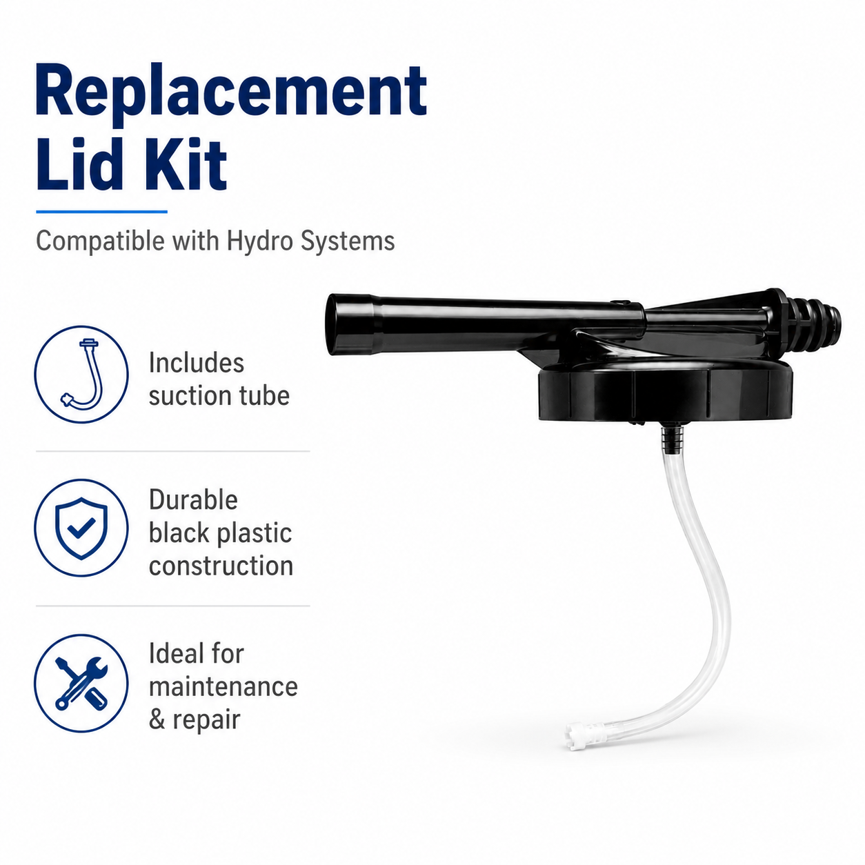 Universal Foamer Replacement Lid Kit with Suction Tube & Strainer 10061501 – Compatible with Hydro Systems & Other Foaming Systems