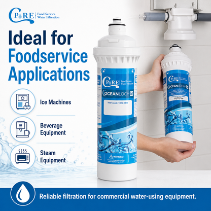 C Pure Oceanloch+ M Water Filter Cartridge  – 1 Micron, 1.67 GPM – Compatible with Everpure H-300+M, H-300, H-200 – Made in USA – Blue Stream Filters