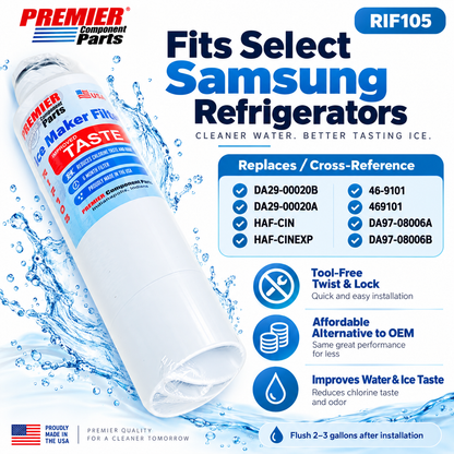 Premier Component Parts RIF105 Refrigerator Water Filter – Compatible with Samsung DA29-00020B / HAF-CIN