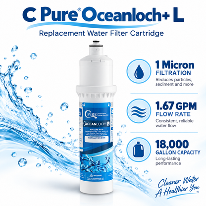 C Pure Oceanloch+ L Water Filter Replacement Cartridge – 1 Micron, 1.67 GPM, 18,000 Gallon Capacity
