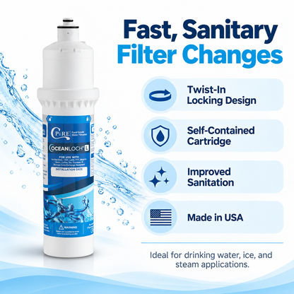 C Pure Oceanloch+ L Water Filter Replacement Cartridge – 1 Micron, 1.67 GPM, 18,000 Gallon Capacity